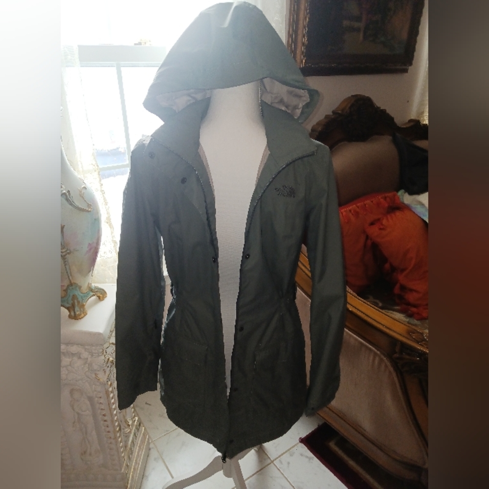 The North Face sage grey rain jacket